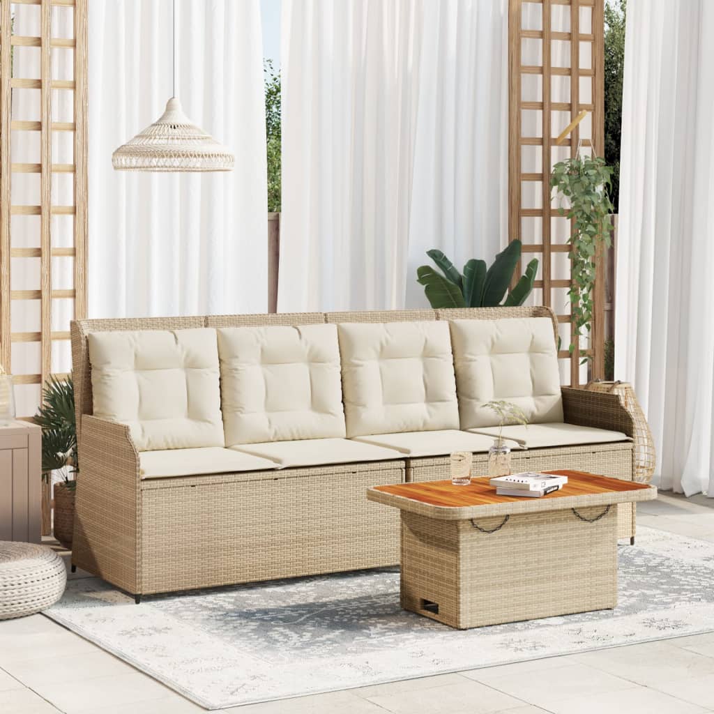 3-Tlg. Garten-Lounge-Set Mit Kissen Poly Rattan