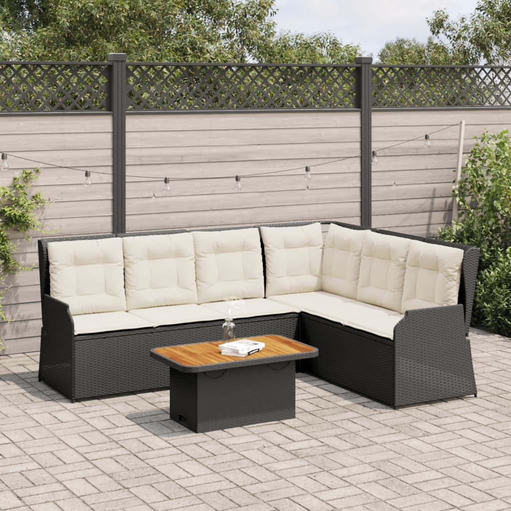 5-Tlg. Garten-Lounge-Set Mit Kissen Beige Poly Rattan