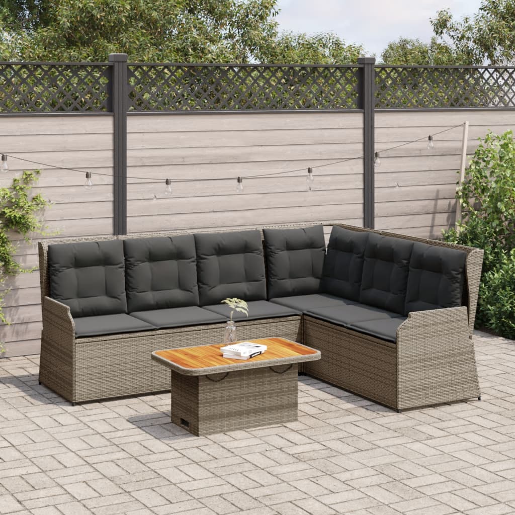 5-Tlg. Garten-Lounge-Set Mit Kissen Beige Poly Rattan