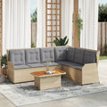 5-Tlg. Garten-Lounge-Set Mit Kissen Beige Poly Rattan