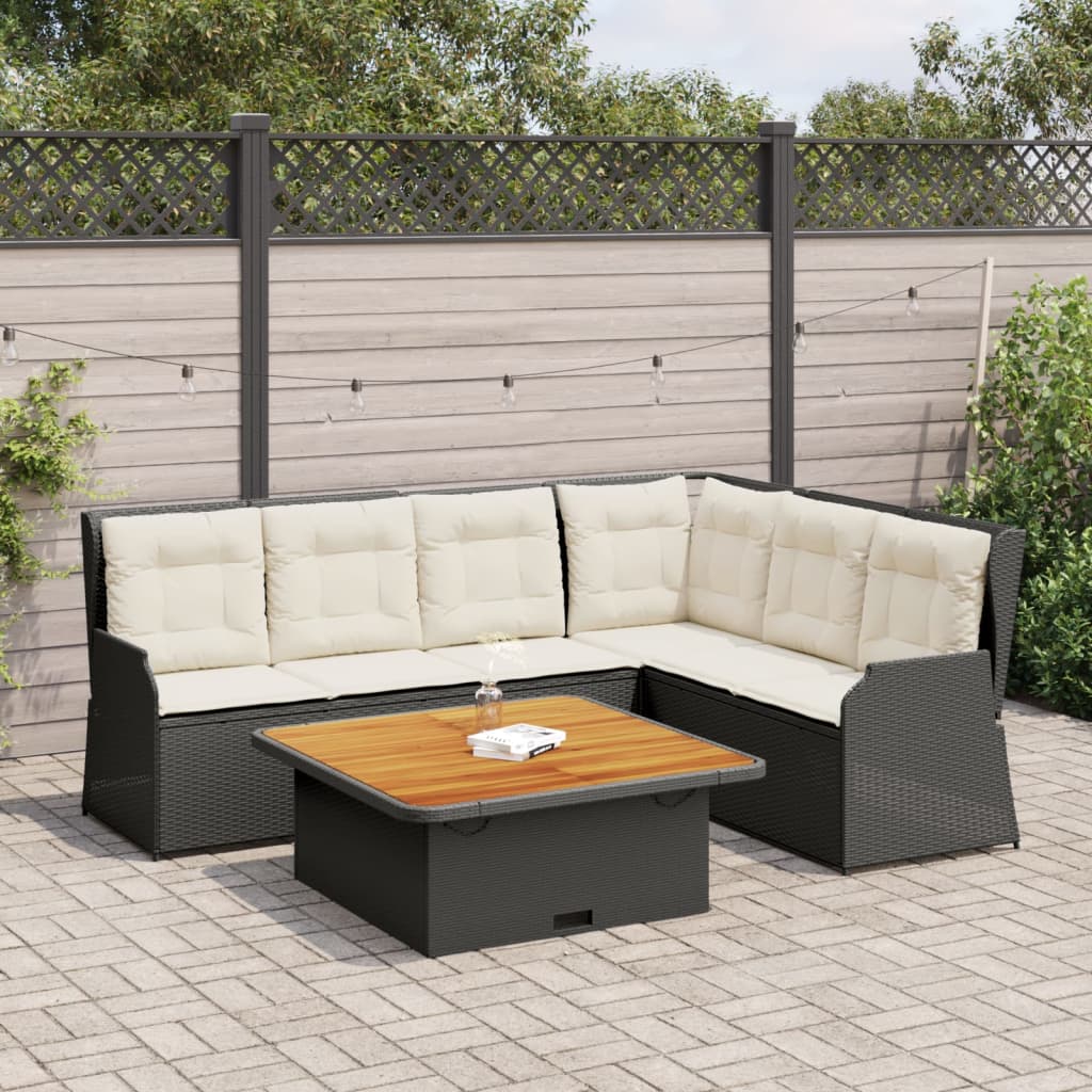 5-Tlg. Garten-Lounge-Set Mit Kissen Beige Poly Rattan