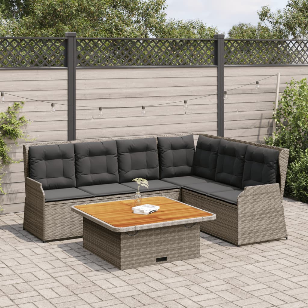 5-Tlg. Garten-Lounge-Set Mit Kissen Beige Poly Rattan