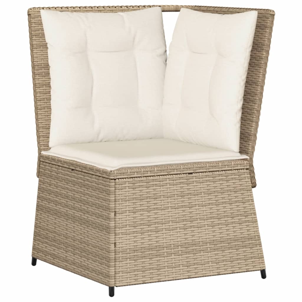 5-Tlg. Garten-Lounge-Set Mit Kissen Beige Poly Rattan