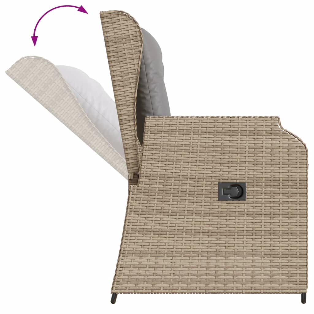 3-Tlg. Garten-Lounge-Set Mit Kissen Beige Poly Rattan