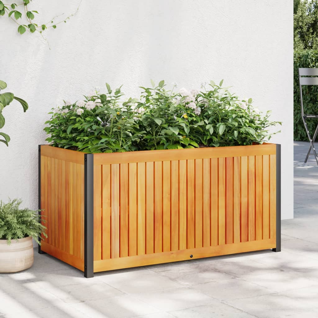 Pflanzkübel 110X30X27,5 Cm Massivholz Akazie Und Stahl