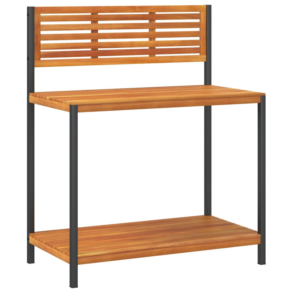 Garten-Arbeitstisch 90X50X110 Cm Massivholz Akazie Und Stahl