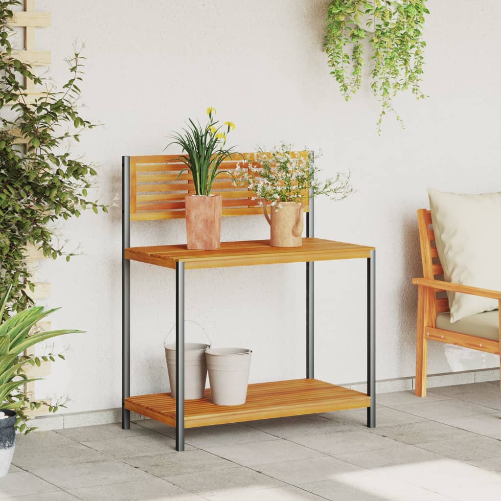 Garten-Arbeitstisch 90X50X110 Cm Massivholz Akazie Und Stahl