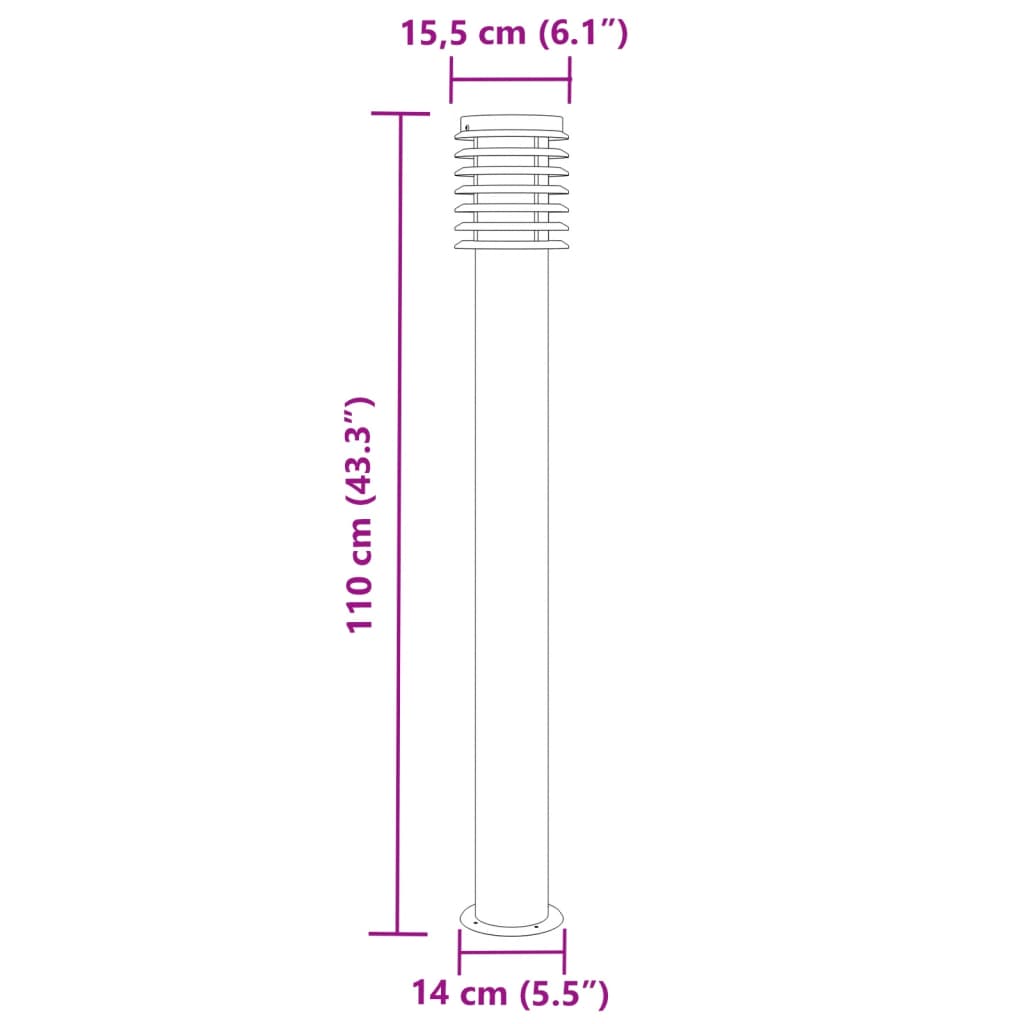 Wegeleuchte N 110 Cm Edelstahl Silber