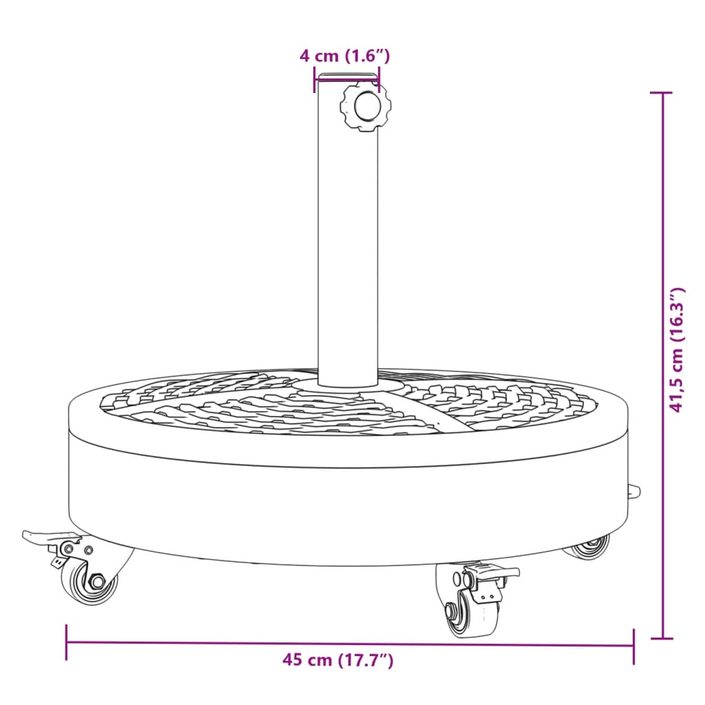 Sonnenschirmständer Mit Rollen Für Ø38/48 Mm Mast 27 Kg Rund