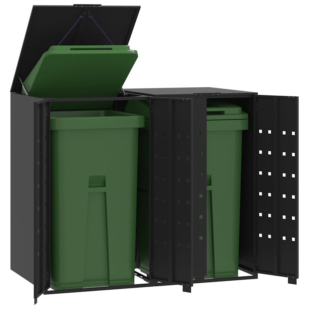 Mülltonnenbox Für 2 Tonnen 138X79X117 Cm Stahl Schwarz