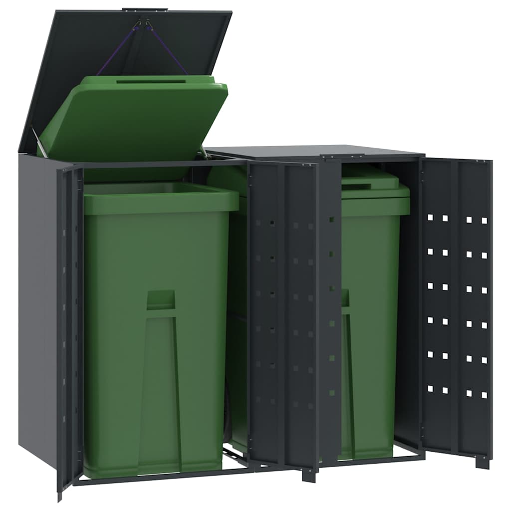 Mülltonnenbox Für 2 Tonnen 138X79X117 Cm Stahl Anthrazit