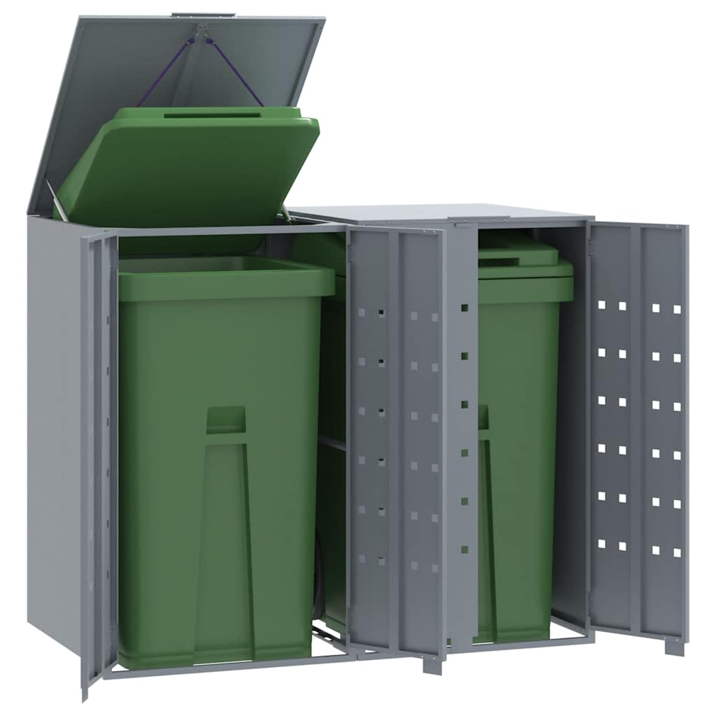 Mülltonnenbox Für 4 Tonnen 276X79X117 Cm Stahl Grau