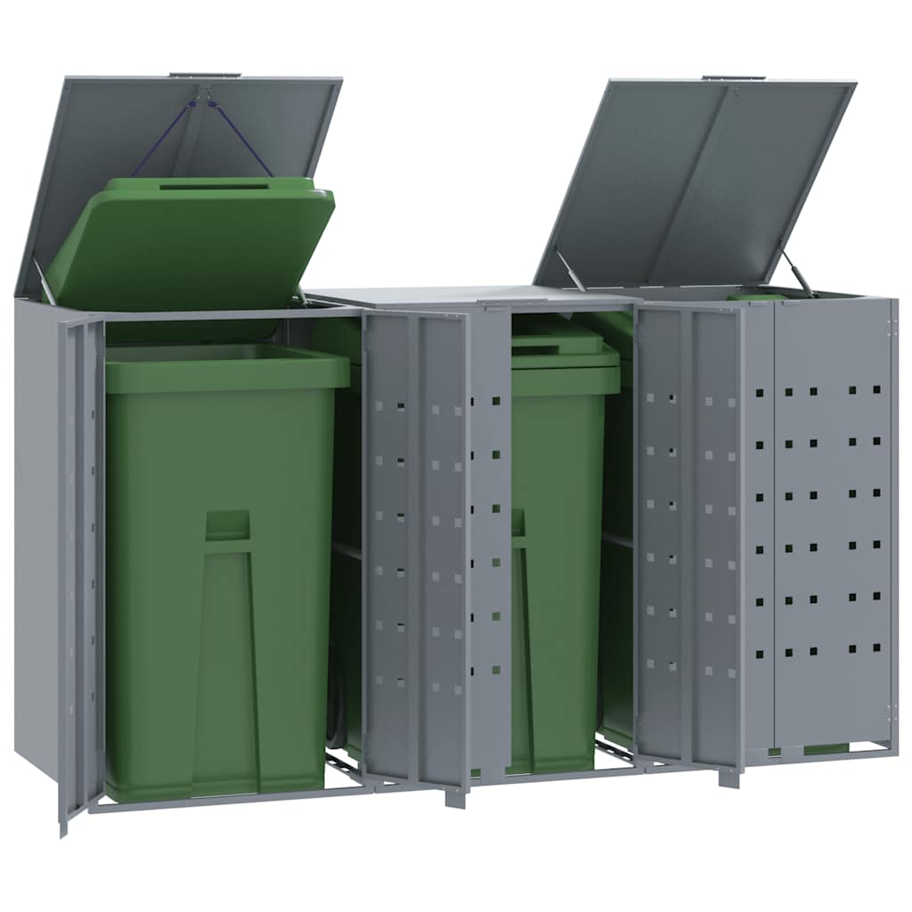 Mülltonnenbox Für 4 Tonnen 276X79X117 Cm Stahl Grau