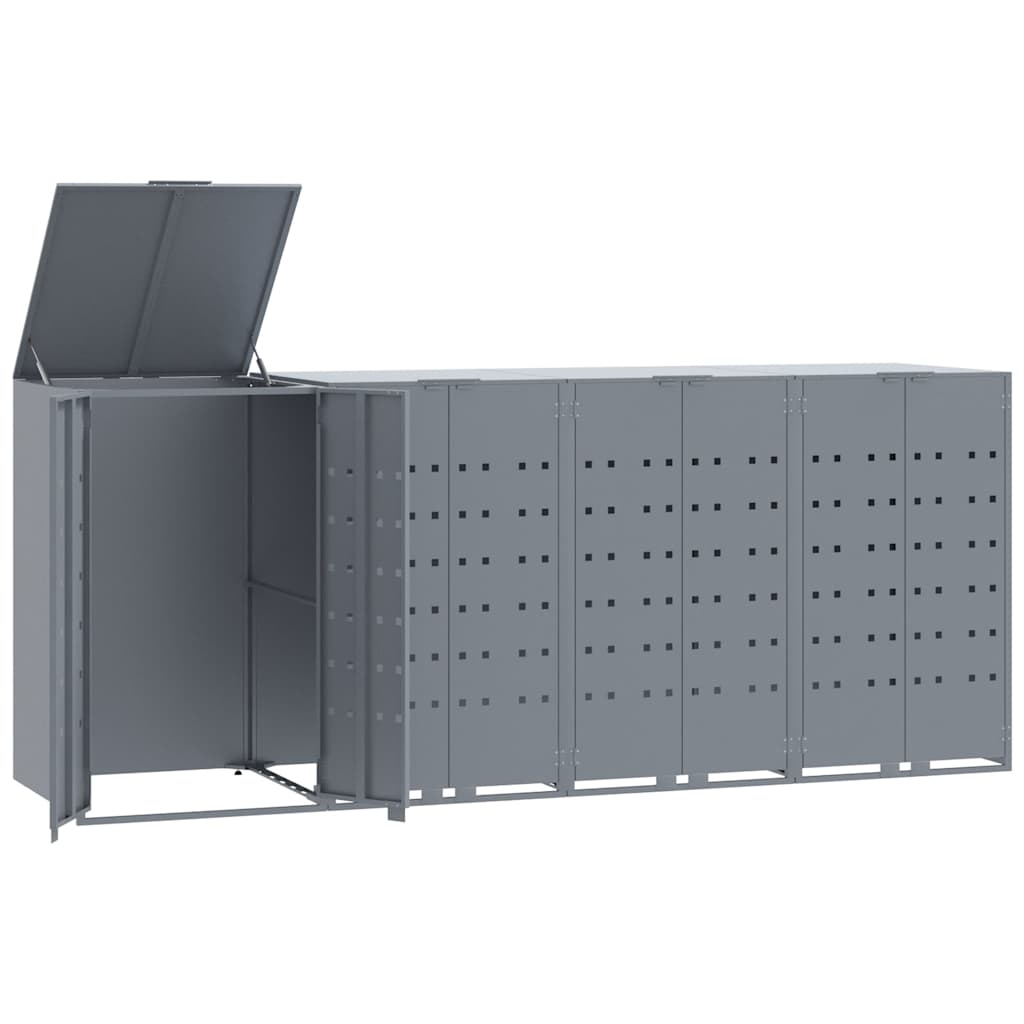 Mülltonnenbox Für 4 Tonnen 276X79X117 Cm Stahl Grau