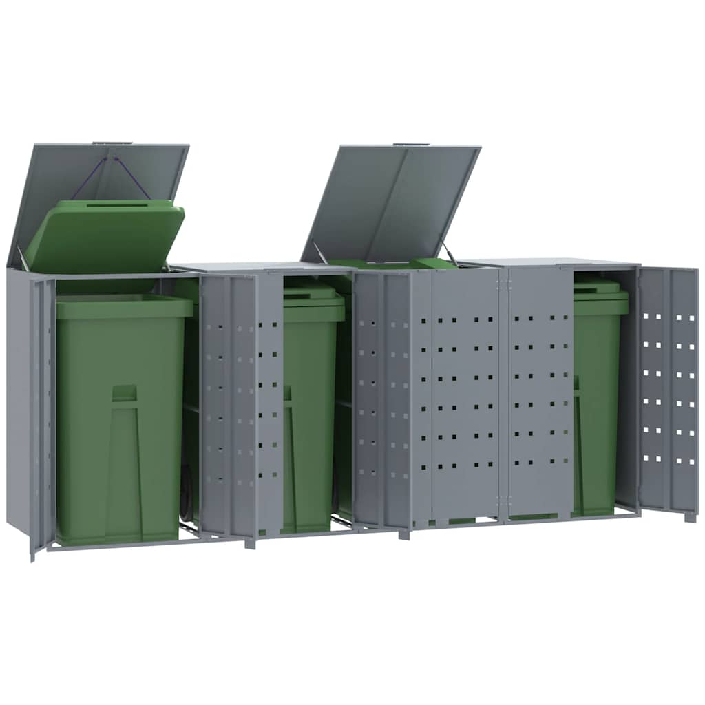 Mülltonnenbox Für 4 Tonnen 276X79X117 Cm Stahl Grau
