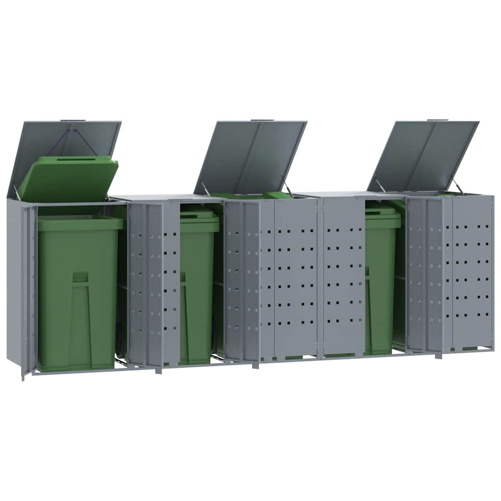 Mülltonnenbox Für 4 Tonnen 276X79X117 Cm Stahl Grau