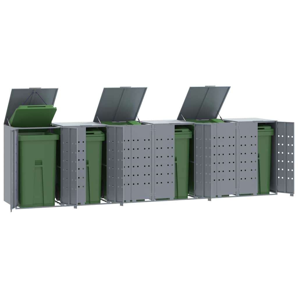 Mülltonnenbox Für 4 Tonnen 276X79X117 Cm Stahl Grau