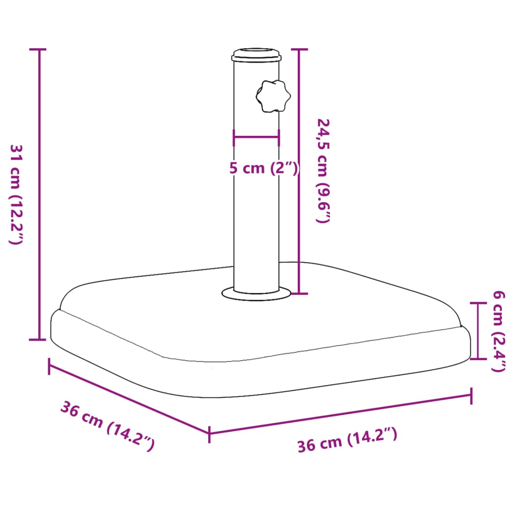 Sonnenschirmständer Ø32/35/38 Mm Mast 11 Kg Quadratisch