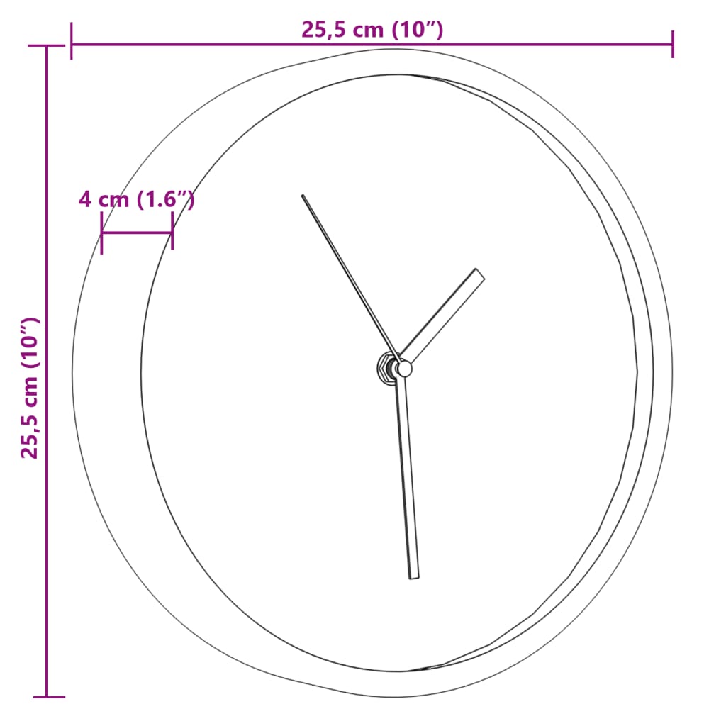 Wanduhr Ø25,5 Cm Polystyren Und Glas