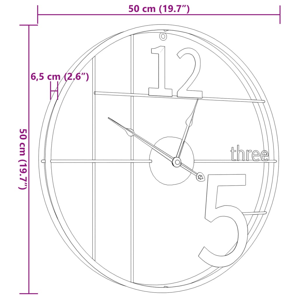 Wanduhr Ø50 Cm Eisen