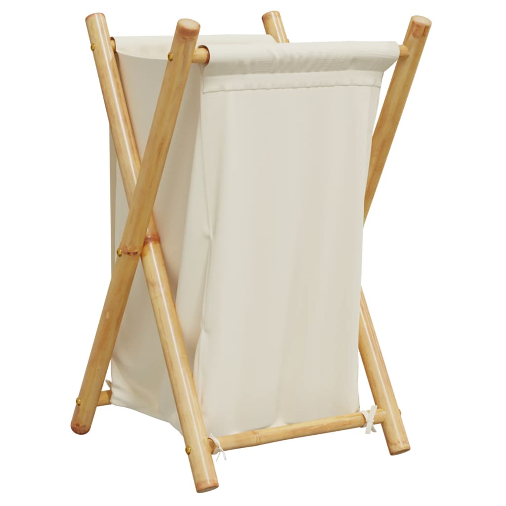 Wäschekorb Cremeweiß 41,5X36X63,5 Cm Bambus