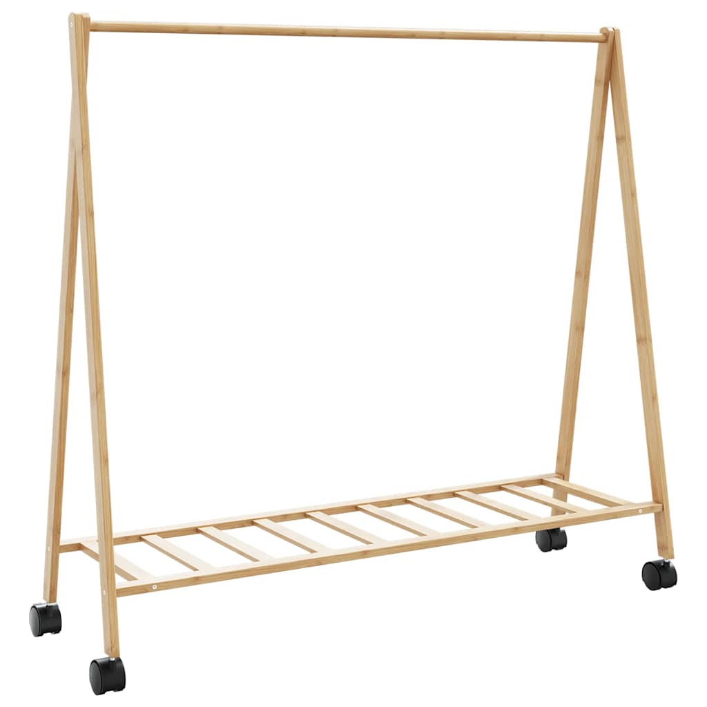 Kleiderständer Mit Ablagen Und Rollen 106X34X106,5 Cm Bambus