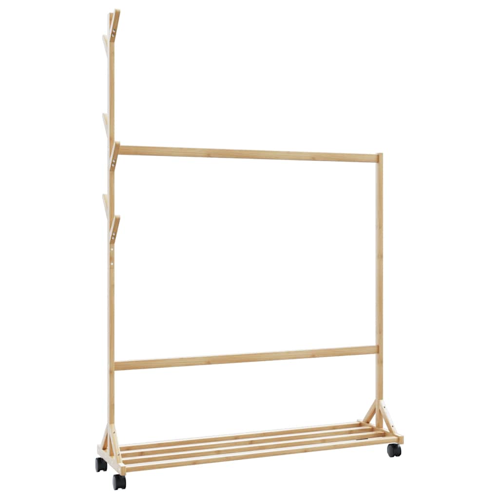 Kleiderständer Mit Haken Und Rollen 100X35X157 Cm Bambus