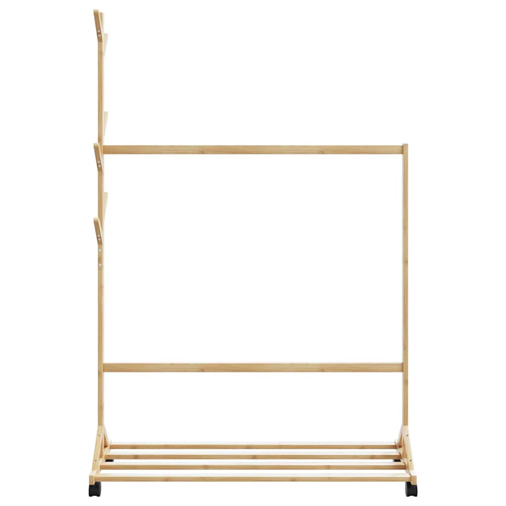 Kleiderständer Mit Haken Und Rollen 100X35X157 Cm Bambus