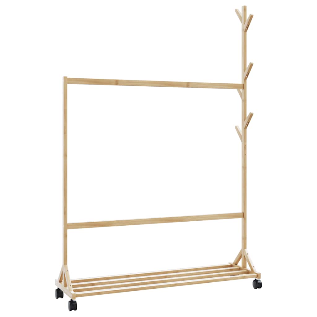 Kleiderständer Mit Haken Und Rollen 100X35X157 Cm Bambus