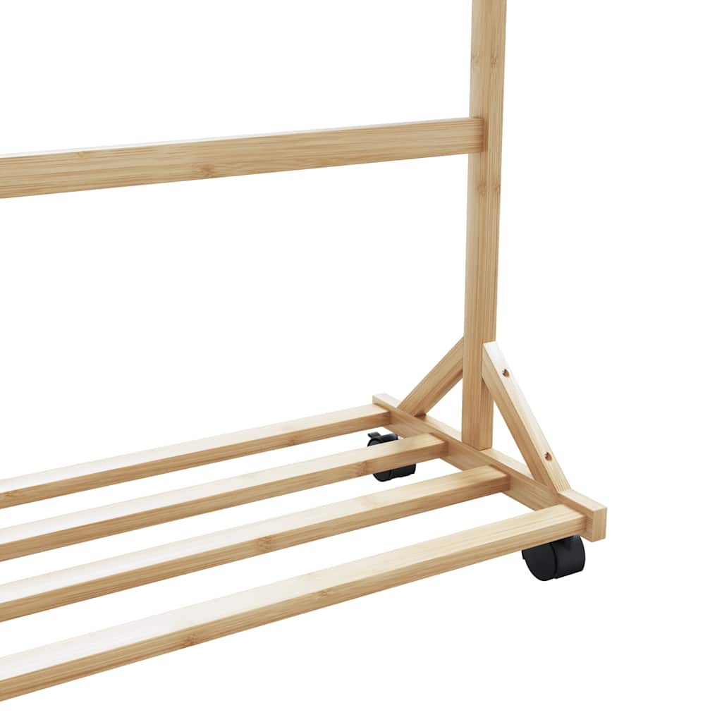 Kleiderständer Mit Haken Und Rollen 100X35X157 Cm Bambus