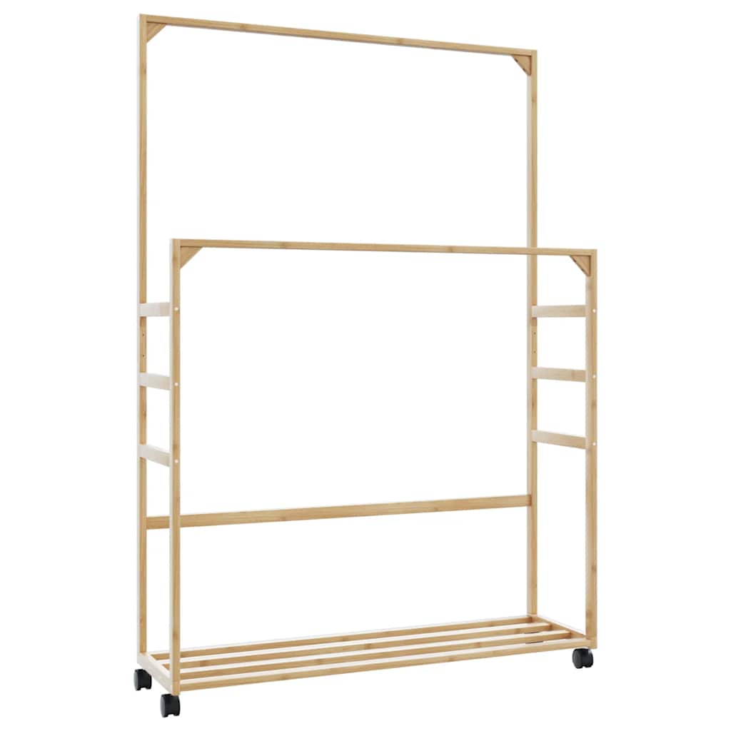 Kleiderständer Mit Ablagen Und Rollen 90X35X155 Cm Bambus