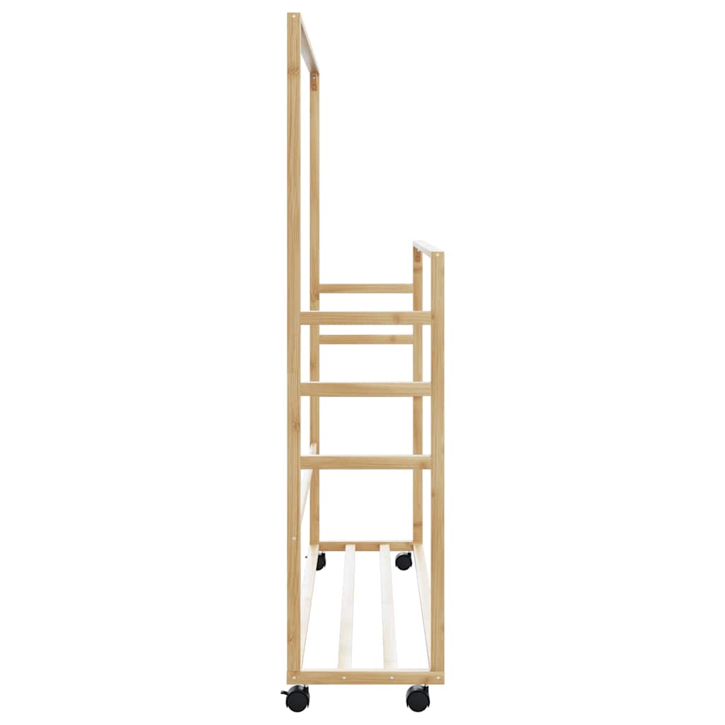 Kleiderständer Mit Ablagen Und Rollen 90X35X155 Cm Bambus