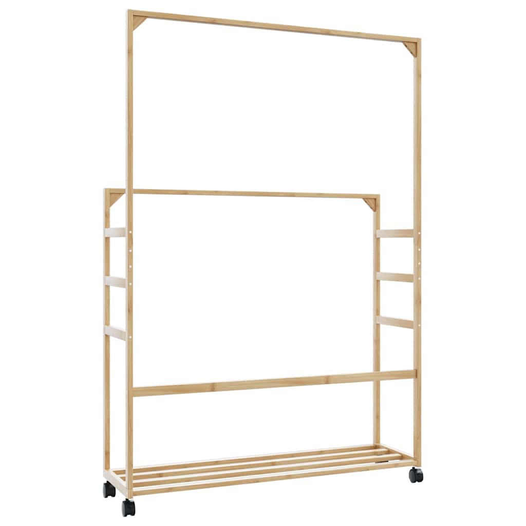 Kleiderständer Mit Ablagen Und Rollen 90X35X155 Cm Bambus
