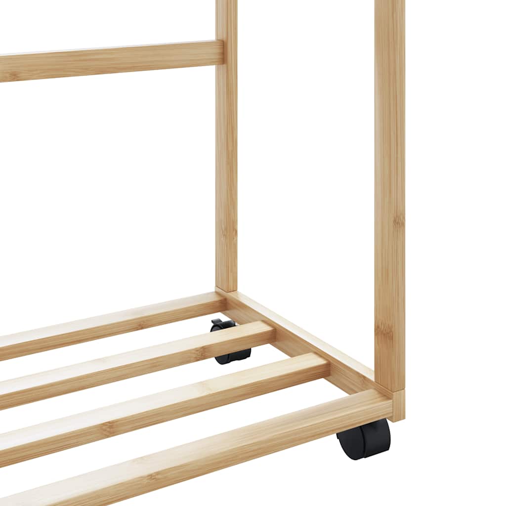 Kleiderständer Mit Ablagen Und Rollen 90X35X155 Cm Bambus