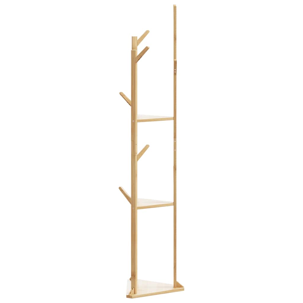 Kleiderständer Mit Haken Und Ablagen 39X33X166 Cm Bambus
