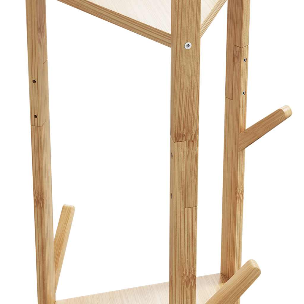 Kleiderständer Mit Haken Und Ablagen 39X33X166 Cm Bambus