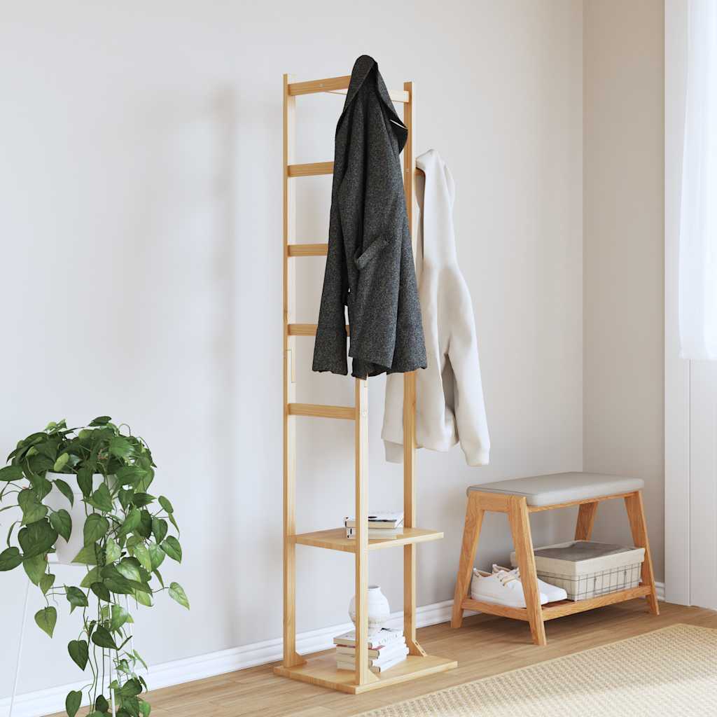 Kleiderständer Mit Haken Und Ablagen 38,5X30X156 Cm Bambus