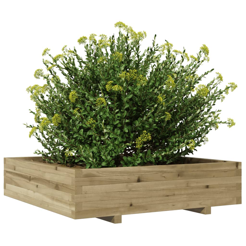 Pflanzkübel 100X100X26,5 Cm Kiefernholz Imprägniert Natürlich Imprägniert