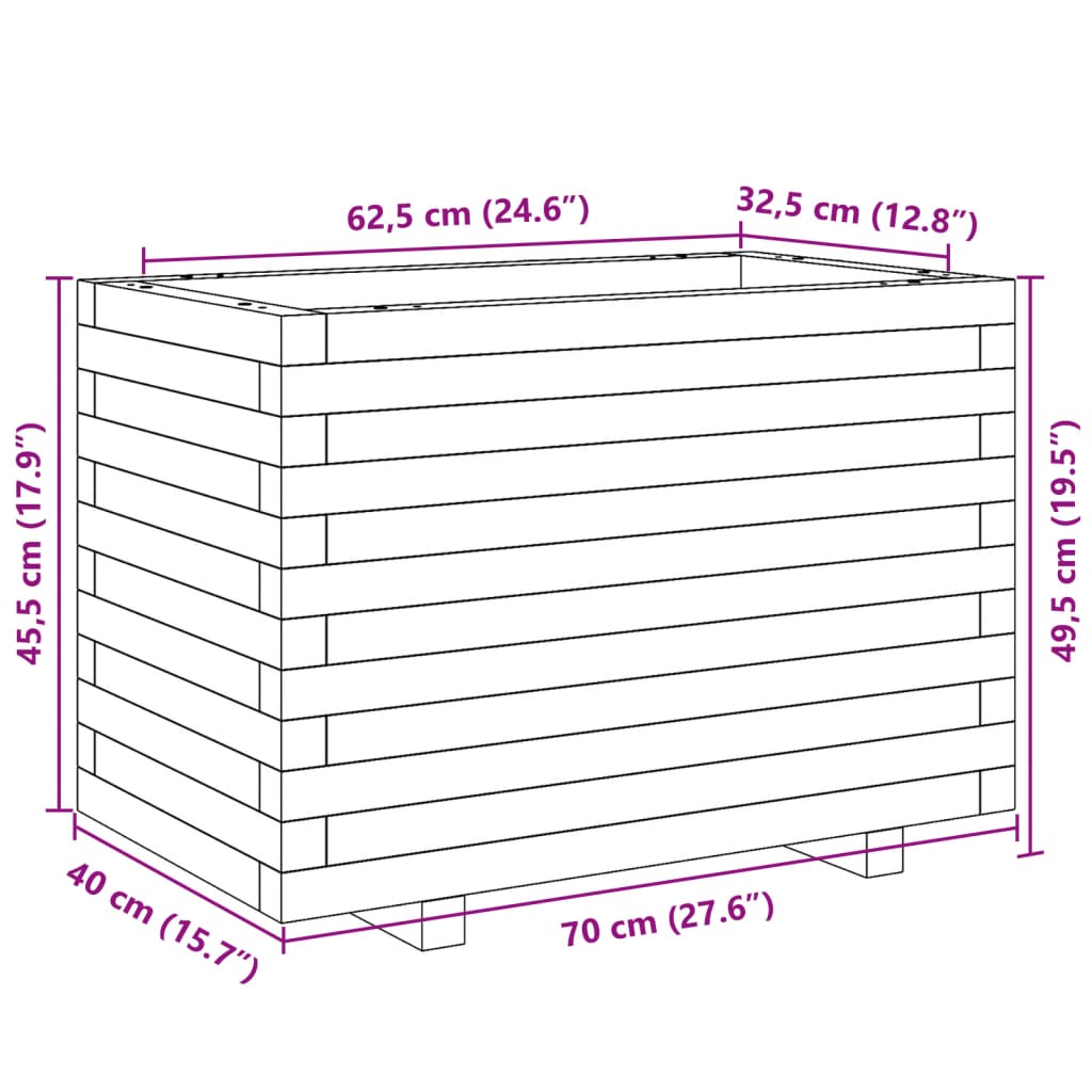 Pflanzkübel 70X40X49,5 Cm Kiefernholz Imprägniert Natürlich Imprägniert