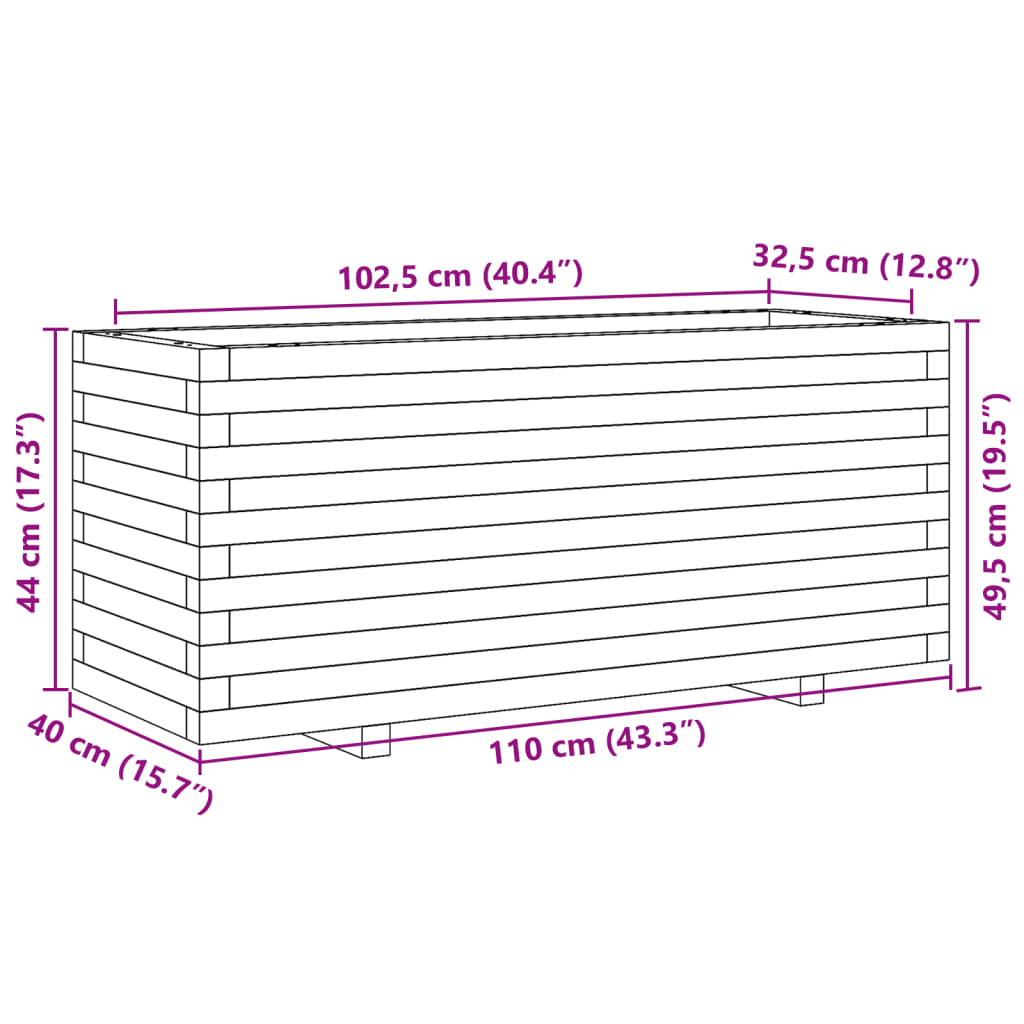 Pflanzkübel Weiß 110X40X49,5 Cm Massivholz Kiefer Natürlich Imprägniert