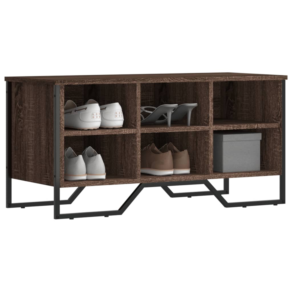 Schuhregal Braun Eichen-Optik 90X38X61,5 Cm Holzwerkstoff Braune Eiche