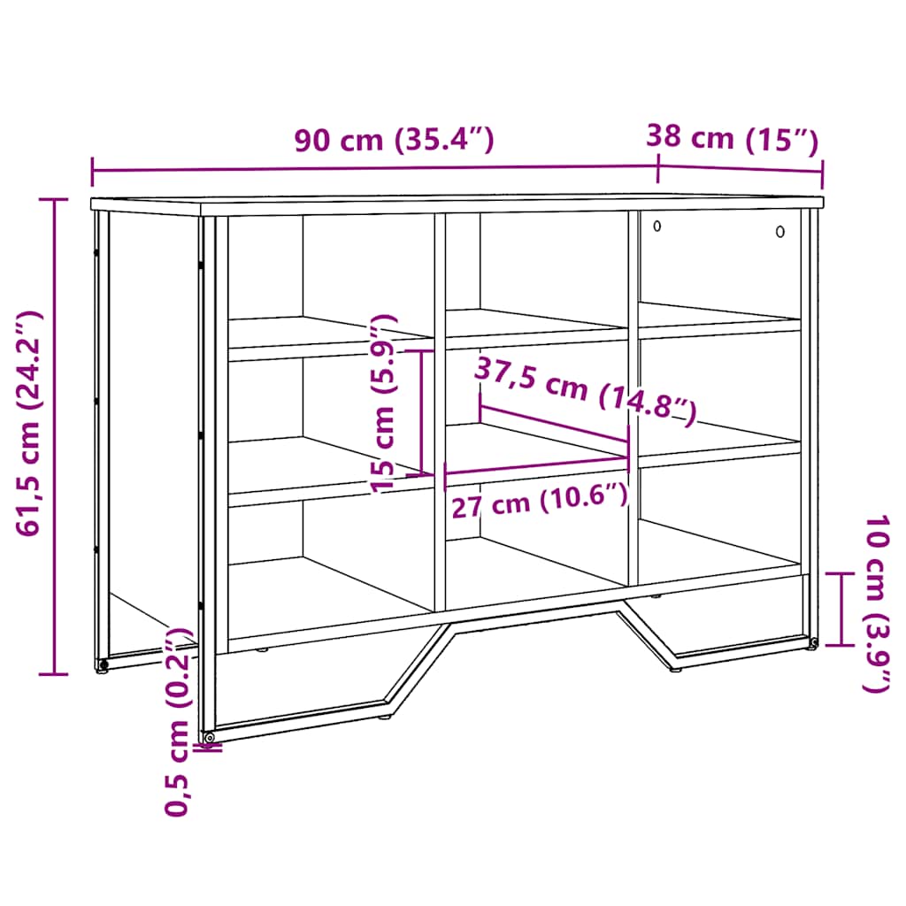 Schuhregal Sonoma-Eiche 90X38X61,5 Cm Holzwerkstoff Sonoma Eiche