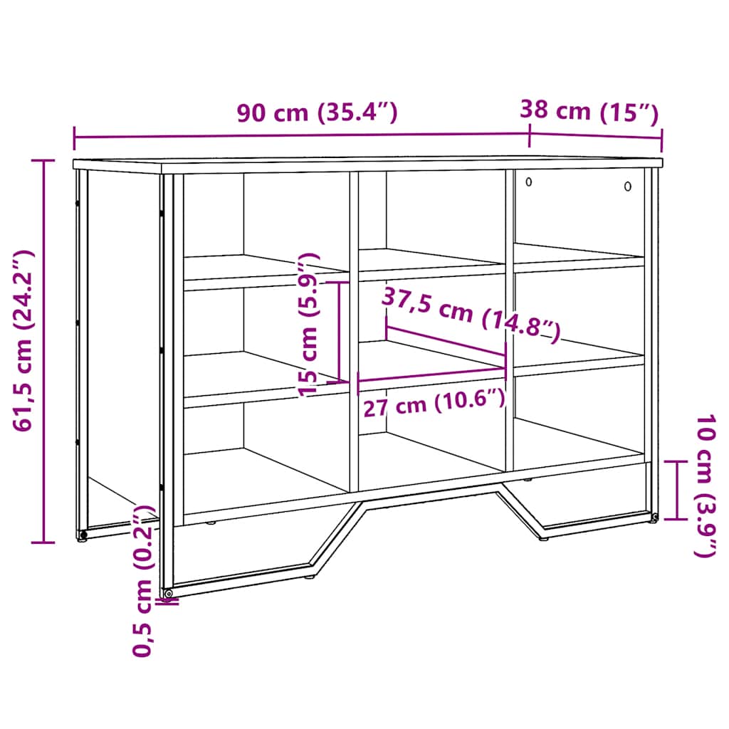 Schuhregal 90X38X61,5 Cm Holzwerkstoff Räuchereiche