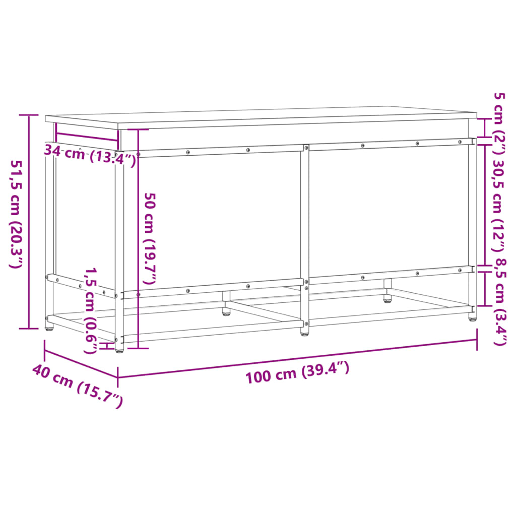 Aufbewahrungsbox Mit Deckel 100X40X51,5 Cm Grau Sonoma
