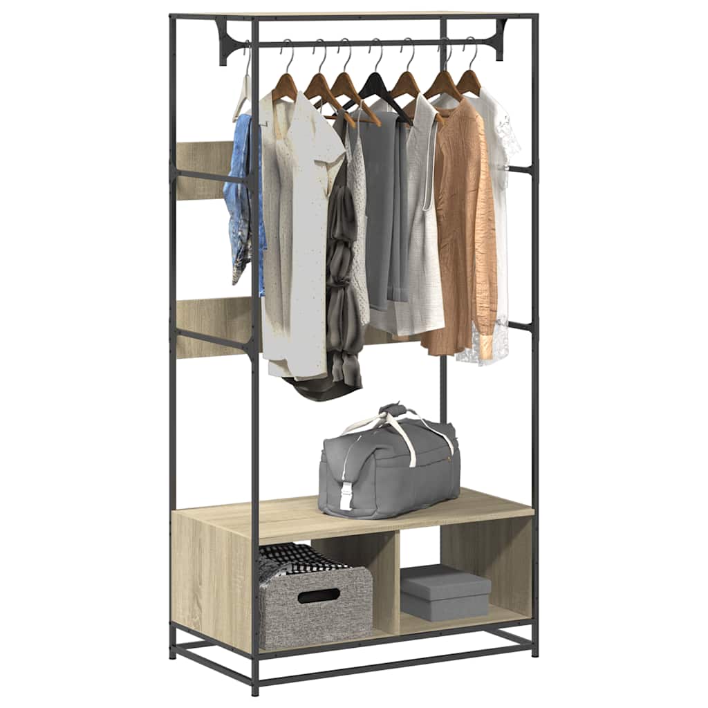 Kleiderständer Braun Eichen-Optik 90X50X180 Cm Holzwerkstoff