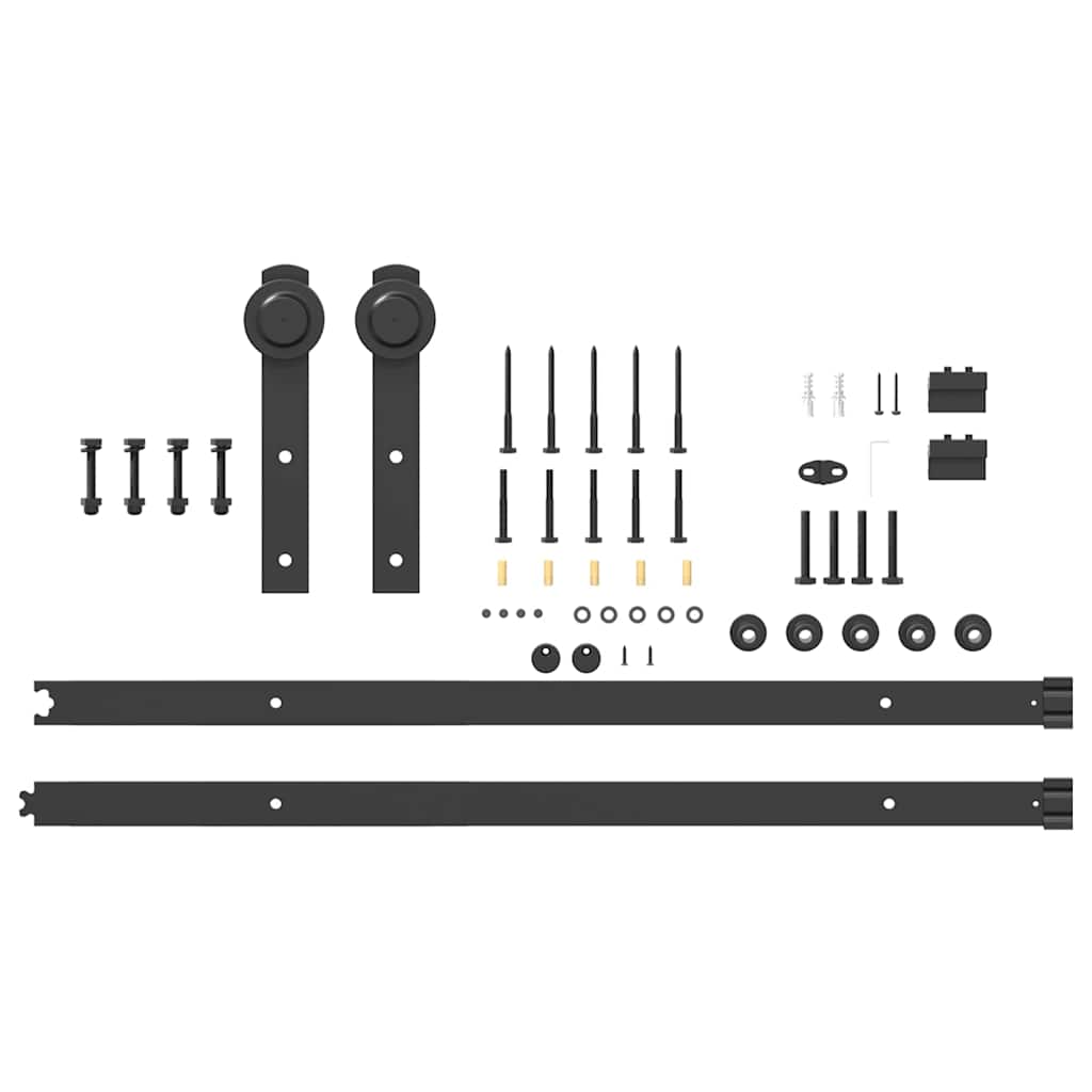 Schiebetürbeschlag-Set Stahl Schwarz