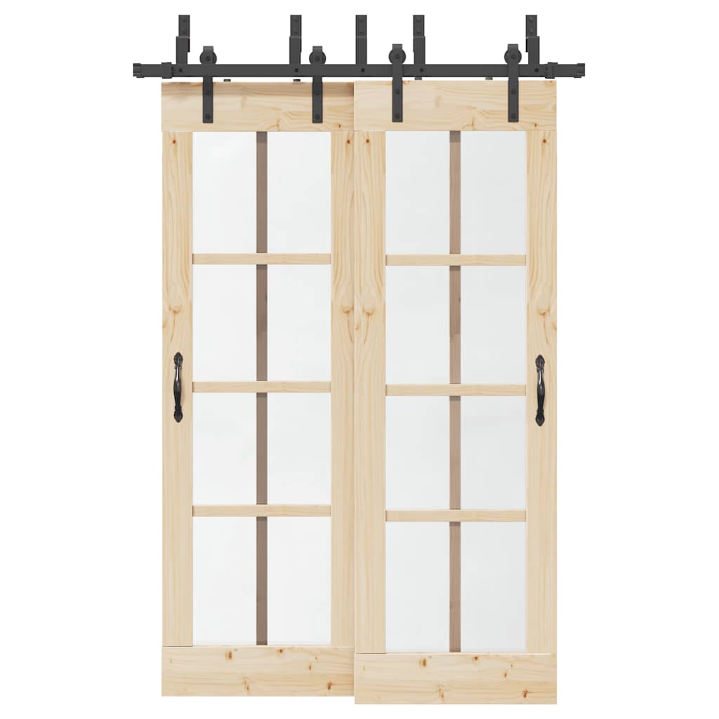 Schiebetürbeschlag-Set 305 Cm Stahl Schwarz