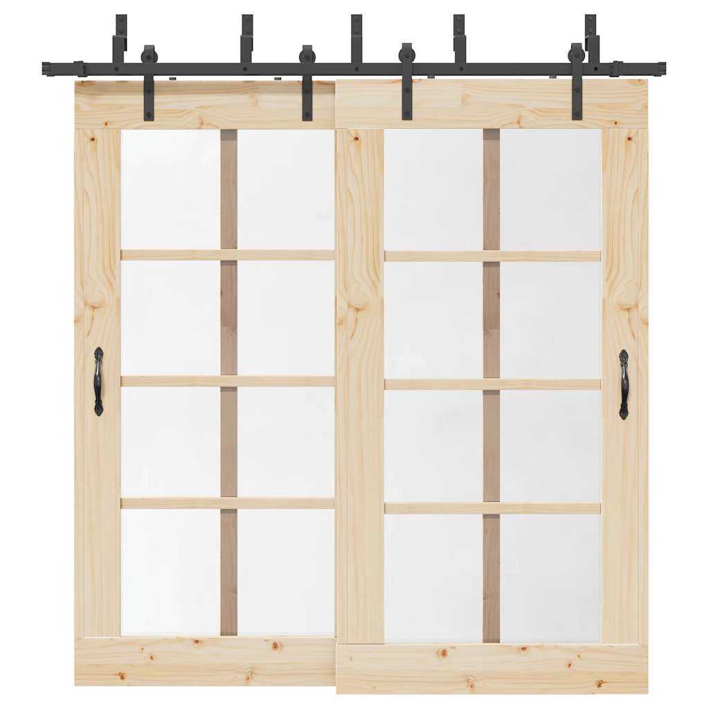 Schiebetürbeschlag-Set 305 Cm Stahl Schwarz