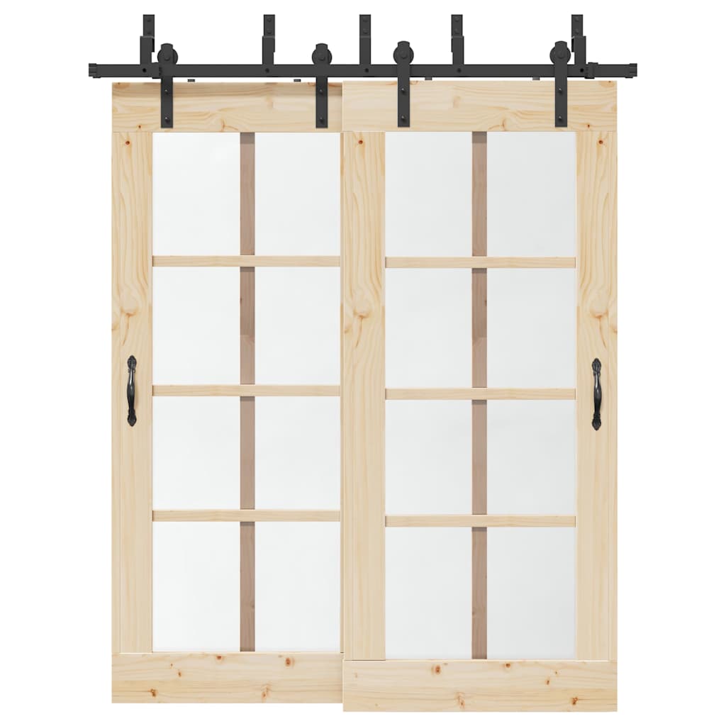 Schiebetürbeschlag-Set 213,5 Cm Stahl Schwarz