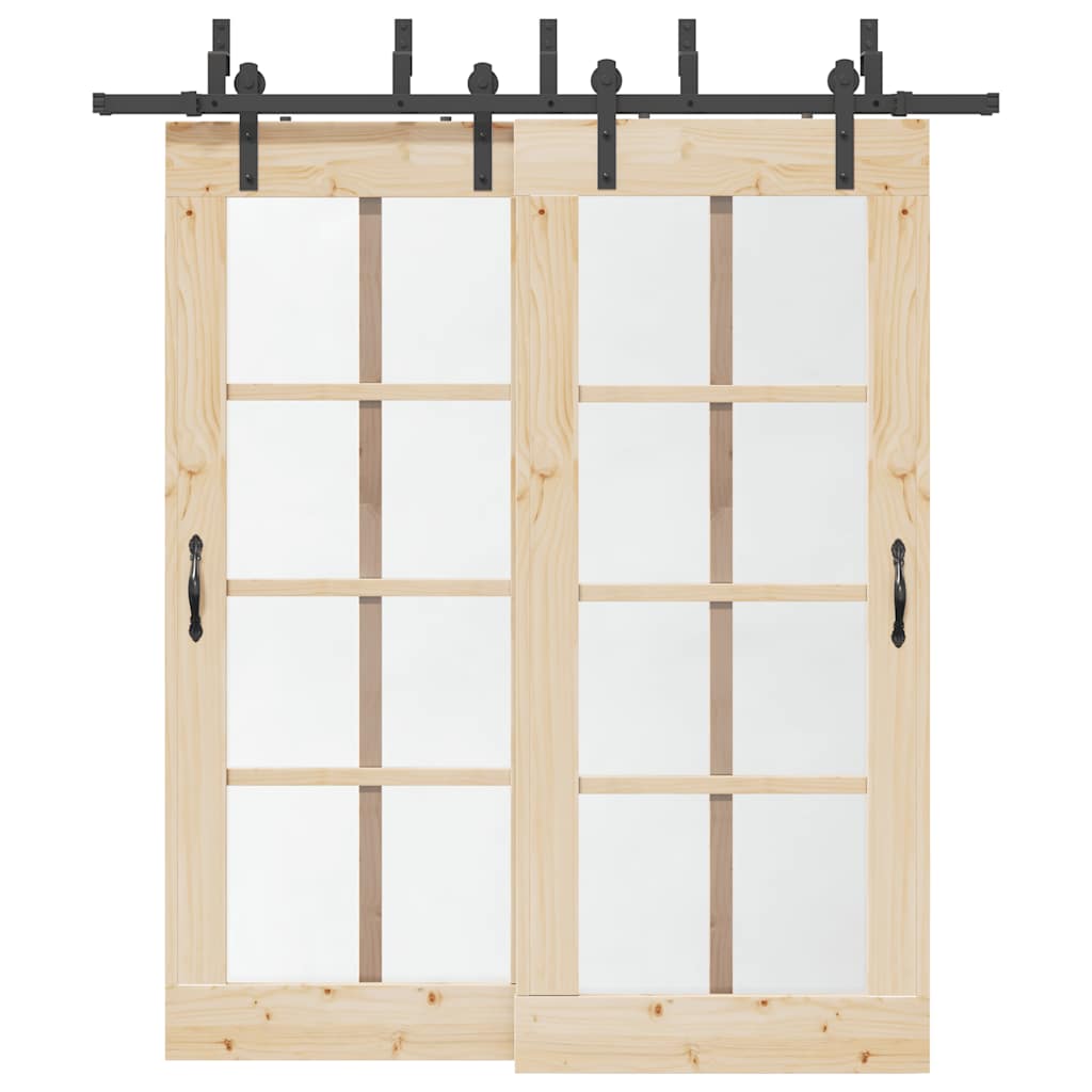 Schiebetürbeschlag-Set 213,5 Cm Stahl Schwarz
